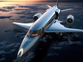 Futuristic Private Jet Airplane.