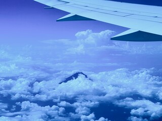 Fototapeta na wymiar airplane with Fuji Mountain