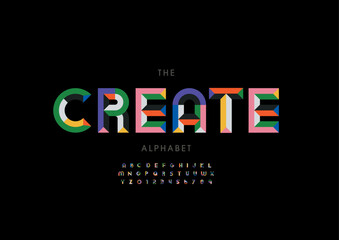 Vector of stylized modern font and alphabet