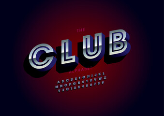 Vector of stylized modern font and alphabet