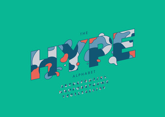 Vector of stylized modern font and alphabet