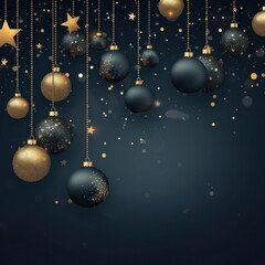 dark blue background with christmas stars and blue balls