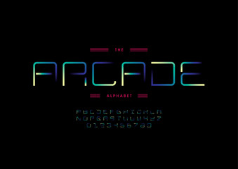 Vector of stylized modern font and alphabet