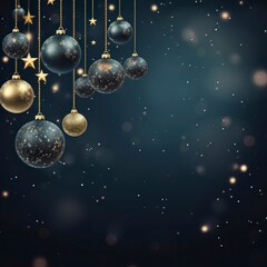 christmas background with blue and silver balls