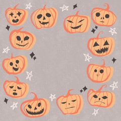 Halloween pumpkin wallpaper invitation card with grey background