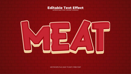 Red and beige meat 3d editable text effect - font style