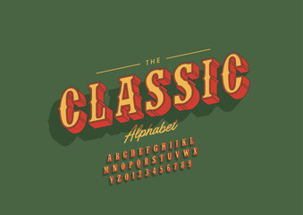 Vector of stylized modern font and alphabet