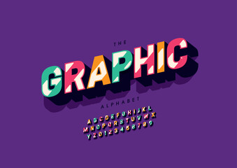 Vector of stylized modern font and alphabet