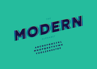 Vector of stylized modern font and alphabet