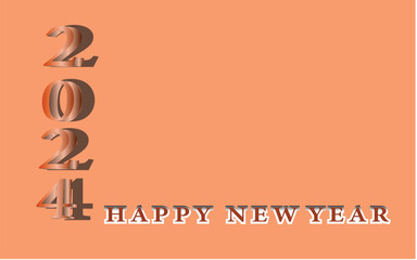 Happy new year 2024 invitation or promotion template design, copy space available for branding name or logo, 3d text and paper cut style template for new year 2024, vector art illustration