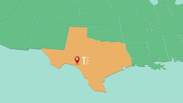 Mapa de los Estados Unidos de América con división política resaltando el estado de Texas