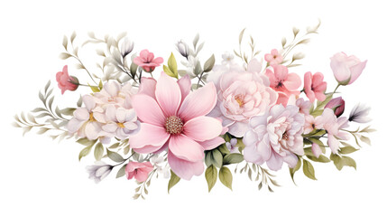Fototapeta na wymiar Watercolor illustration of flowers white background 
