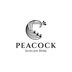 Peacock Luxury Logo Line Art Classic