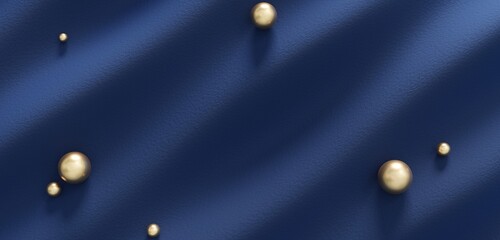 background flowing fabric texture Decorated with pearls and beads 3D illustration
