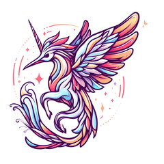 Mystical Avian Emissary, Crafting a Harmonious Fusion of Hummingbird and Unicorn Marvel