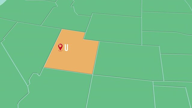 Mapa de los Estados Unidos de Am&eacute;rica con divisi&oacute;n pol&iacute;tica resaltando el estado de Utah