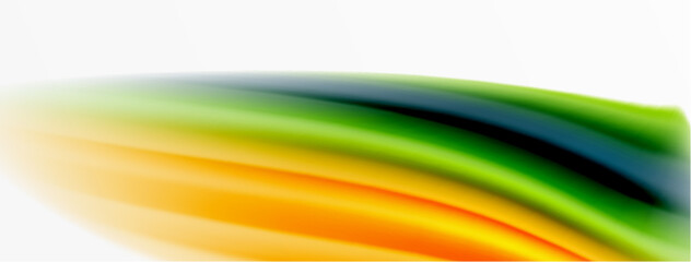 Rainbow color silk blurred wavy line background on white, luxuriously vibrant visually captivating backdrop. Stunning blend of colors reminiscent of rainbow, silky and gracefully blurred wavy pattern