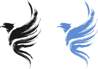 eagle logo (black & blue) - grunge paintbrush style