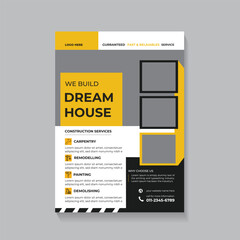 Obraz premium Construction Flyer, handyman or home Renovation flyer template.