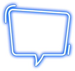 Blue Glowing Neon Speech Bubble