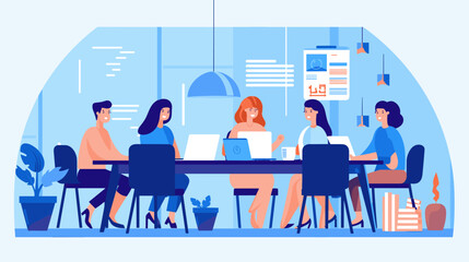 Fototapeta premium Concept vector illustration of business meeting.