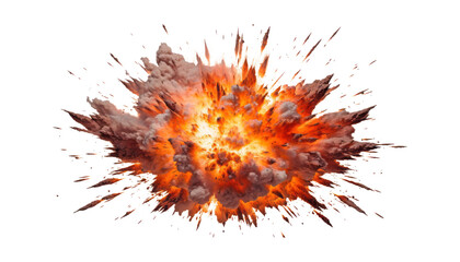explosion of fire isolated on transparent background cutout - obrazy, fototapety, plakaty