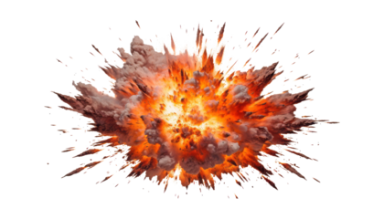explosion of fire isolated on transparent background cutout