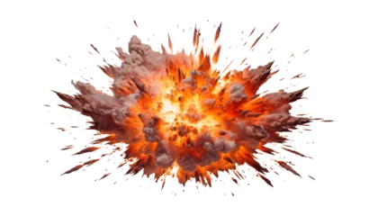 Zelfklevend Fotobehang explosion of fire isolated on transparent background cutout © Papugrat