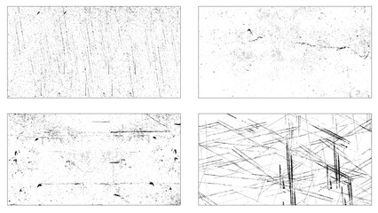 Grunge overlay textures with dust grain isolated on white background.. Vector grunge textures. Distress textures set.