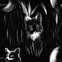Obraz premium Fox grunge graffiti repeat pattern black and white