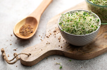 Microgreens grown in a jar.