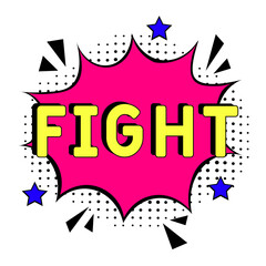 Fight poster comic. Design with Cartoon, Comic Speech Bubble in pop-art style. Fight pop art comic style