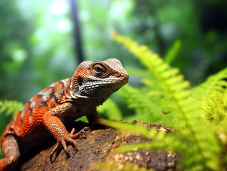 Fototapeta premium Close up photography of lizard on the forest