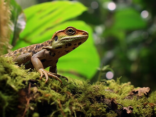 Fototapeta premium Close up photography of lizard on the forest