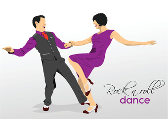 Fototapeta na wymiar Lindy hop or rock-n-roll dance. Dance for rock-n-roll music. 3d vector illustration