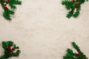 Fototapeta na wymiar christmas background with holly,Empty copy space Christmas background.