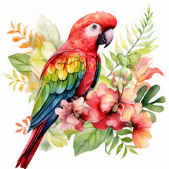 Fototapeta premium Parrot flower and fruit Illustration, Generative Ai