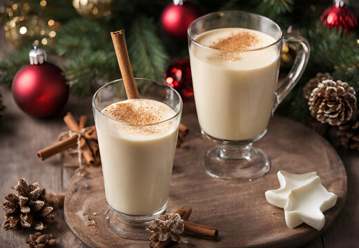 Christmas Cheers with Cinnamon and Nutmeg, Winter Warmth in a Mug, Festive Eggnog with Spicy Notes