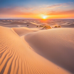 Fototapeta na wymiar Beautiful landscape sunset over sand dunes. 