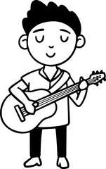 cartoon boy with guitar.