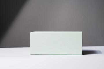 Square gift box, luxury shopping, mock up. White and gray background. Studio shot - 661286595