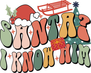 Christmas Wavy Groovy T-shirt Design Vector