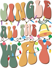 Christmas Wavy Groovy T-shirt Design Vector