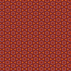 Bright abstract geometric and floral mosaic pattern Autumnal design color palette