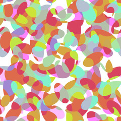 Multicolor mosaic ovals on white background Bright colorful abstract geometric layered seamless pattern Easter eggs