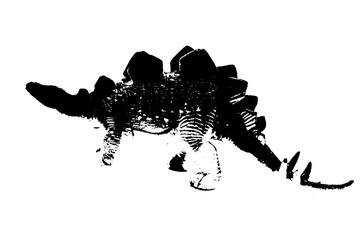 black dinosaur silhouette isolated on white background, model of dinosaurs toys © sutichak