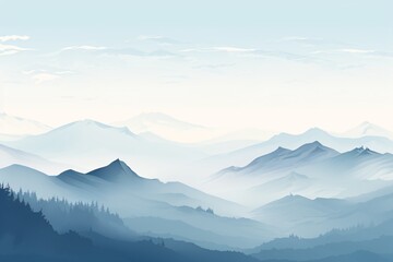 Obraz premium A minimalistic landscape painting or wallpaper of a mountain range