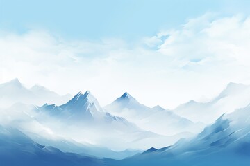 Fototapeta na wymiar A minimalistic landscape painting or wallpaper of a mountain range