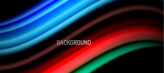 Rainbow color wave lines on black. Techno or business abstract background for posters, covers, banners, brochures, websites