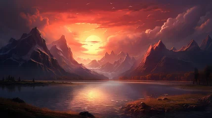 Foto auf Acrylglas sunset in the mountains © faiz